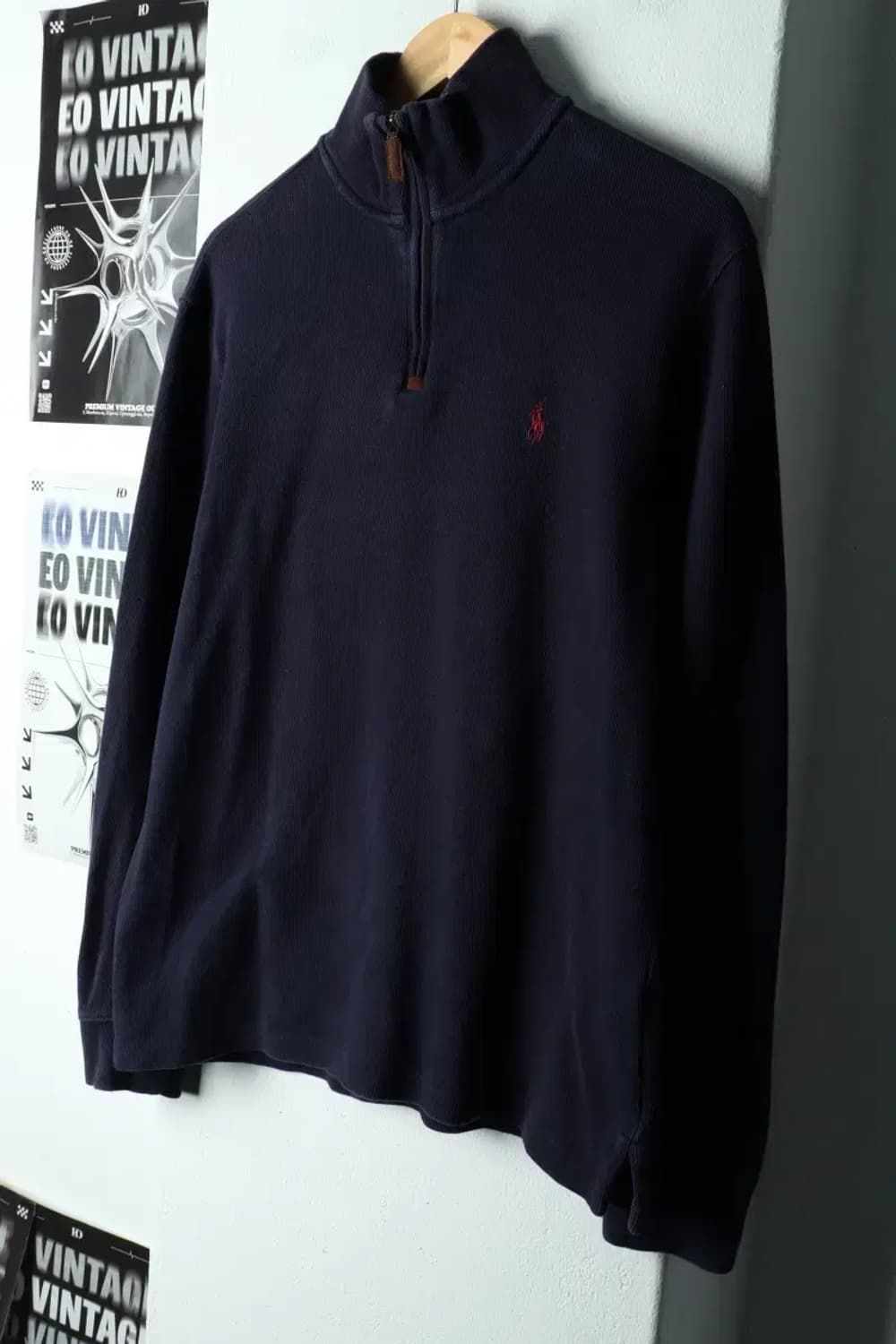 (S-M) 폴로 랄프로렌 니트 작은데미지 사용감 반집업 포니-15EB0 상품이미지1