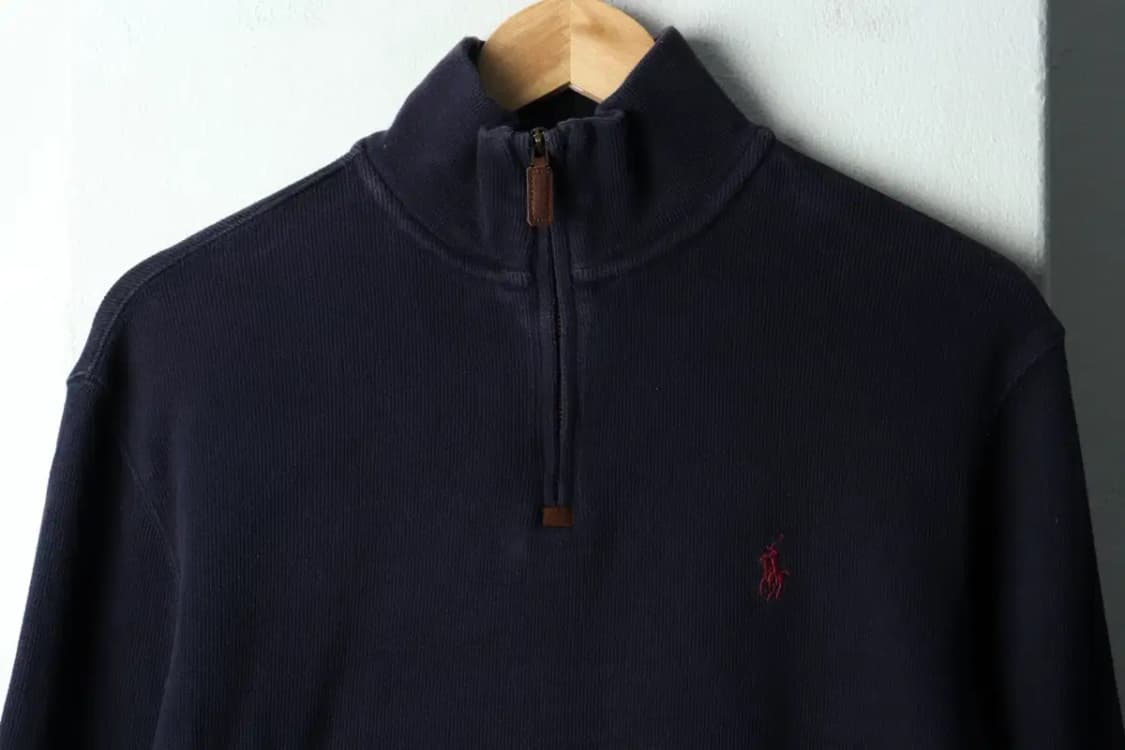 (S-M) 폴로 랄프로렌 니트 작은데미지 사용감 반집업 포니-15EB0 상품이미지3
