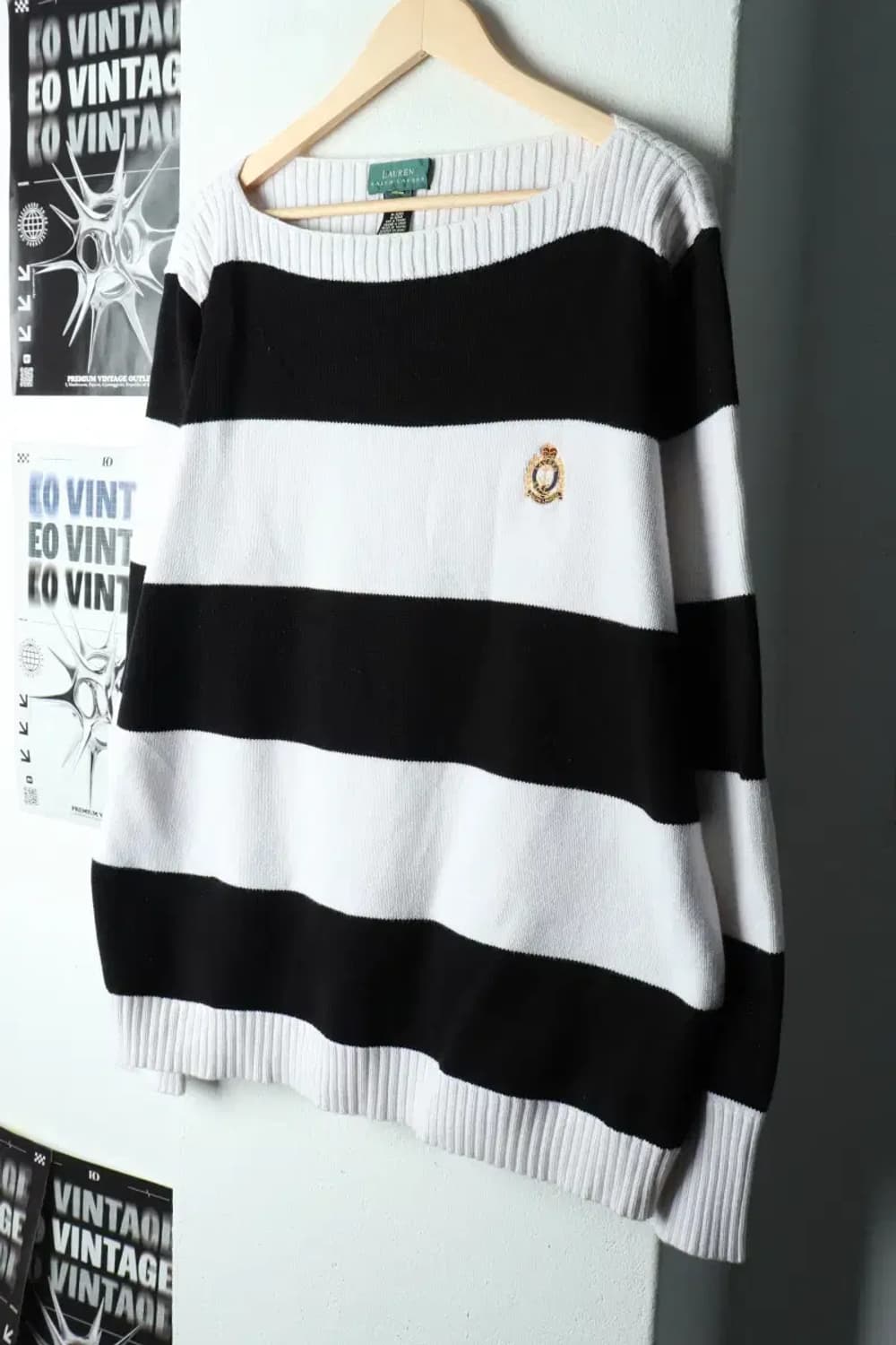 W(XL) 폴로 랄프로렌 니트 와이드넥 스트라이프 범고래-15EB1 상품이미지1