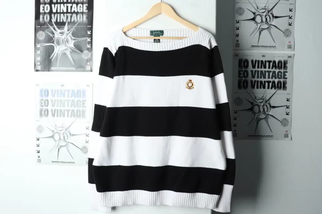 W(XL) 폴로 랄프로렌 니트 와이드넥 스트라이프 범고래-15EB1 상품이미지2