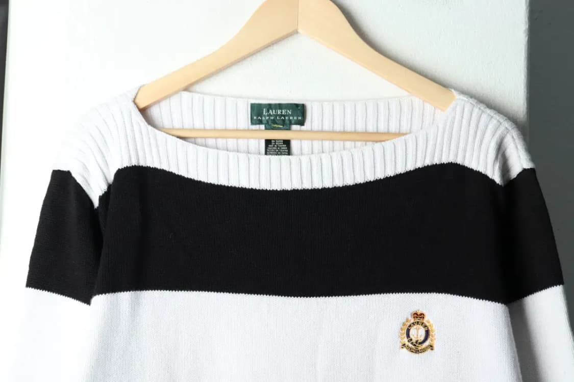 W(XL) 폴로 랄프로렌 니트 와이드넥 스트라이프 범고래-15EB1 상품이미지3