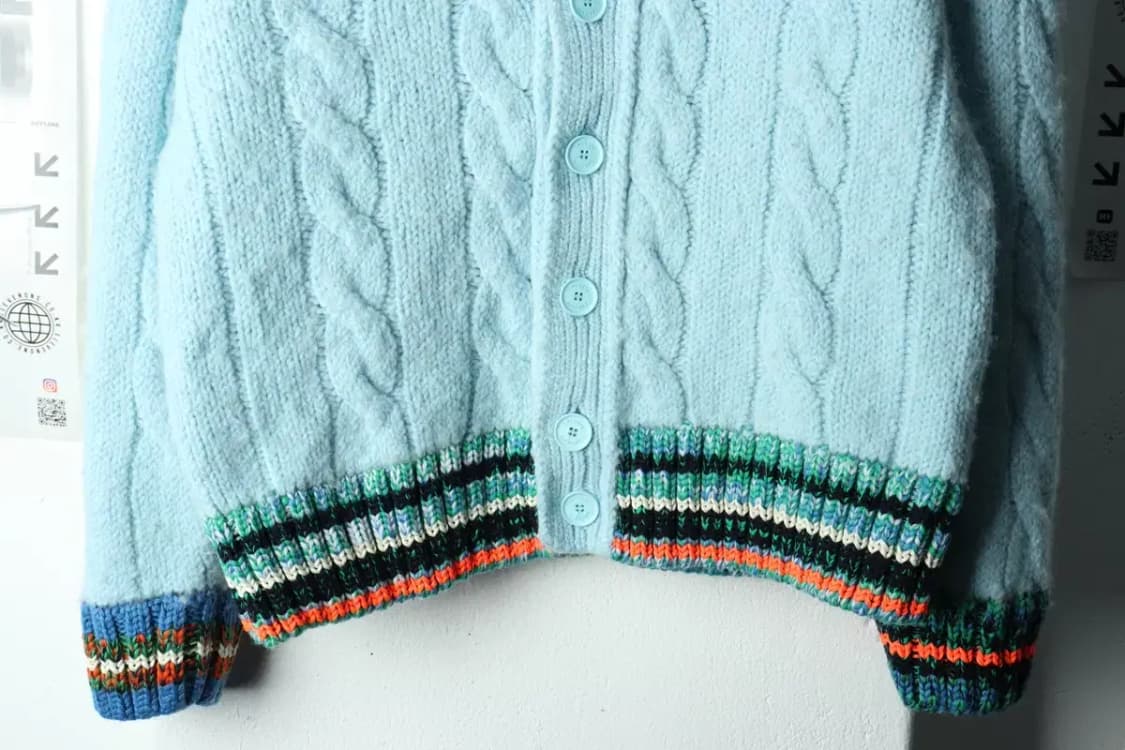 (M-L) 라코스테 니트 가디건 매물 케이블 꽈배기 연블루-15EB2 상품이미지4