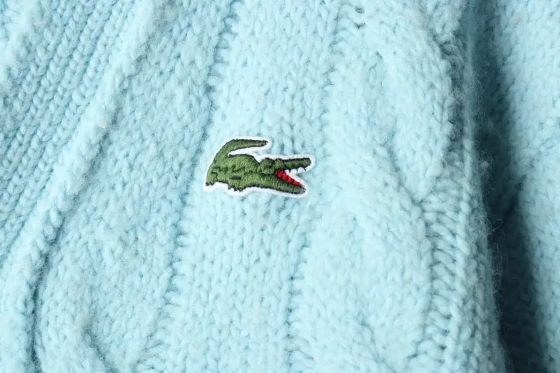 (M-L) 라코스테 니트 가디건 매물 케이블 꽈배기 연블루-15EB2 상품이미지5