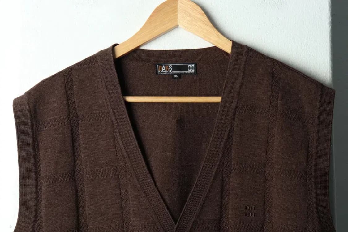 (XL) 닥스 니트 가디건 조끼 브라운 체크 울-15EB3 상품이미지3