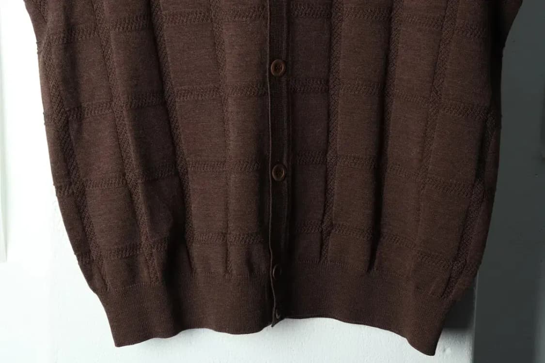 (XL) 닥스 니트 가디건 조끼 브라운 체크 울-15EB3 상품이미지4