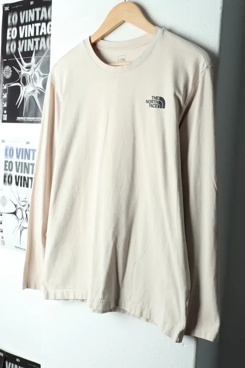 (M) 노스페이스 긴팔티셔츠 베이지 로고-15F49 상품이미지1