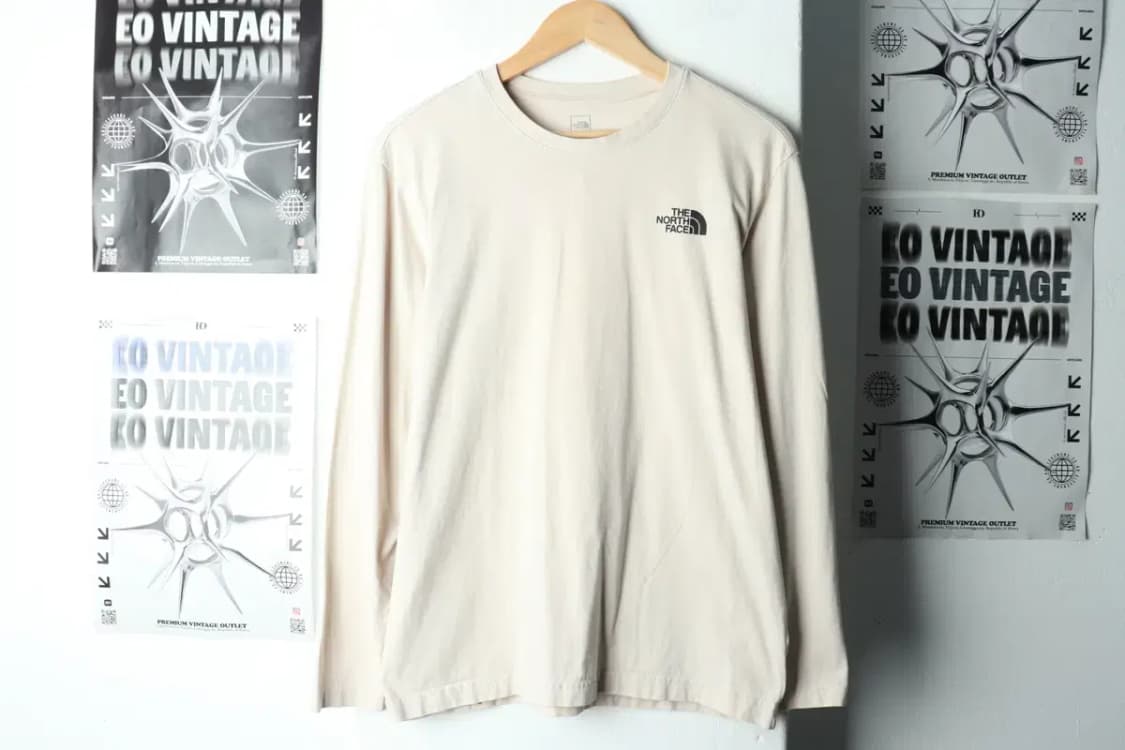 (M) 노스페이스 긴팔티셔츠 베이지 로고-15F49 상품이미지2