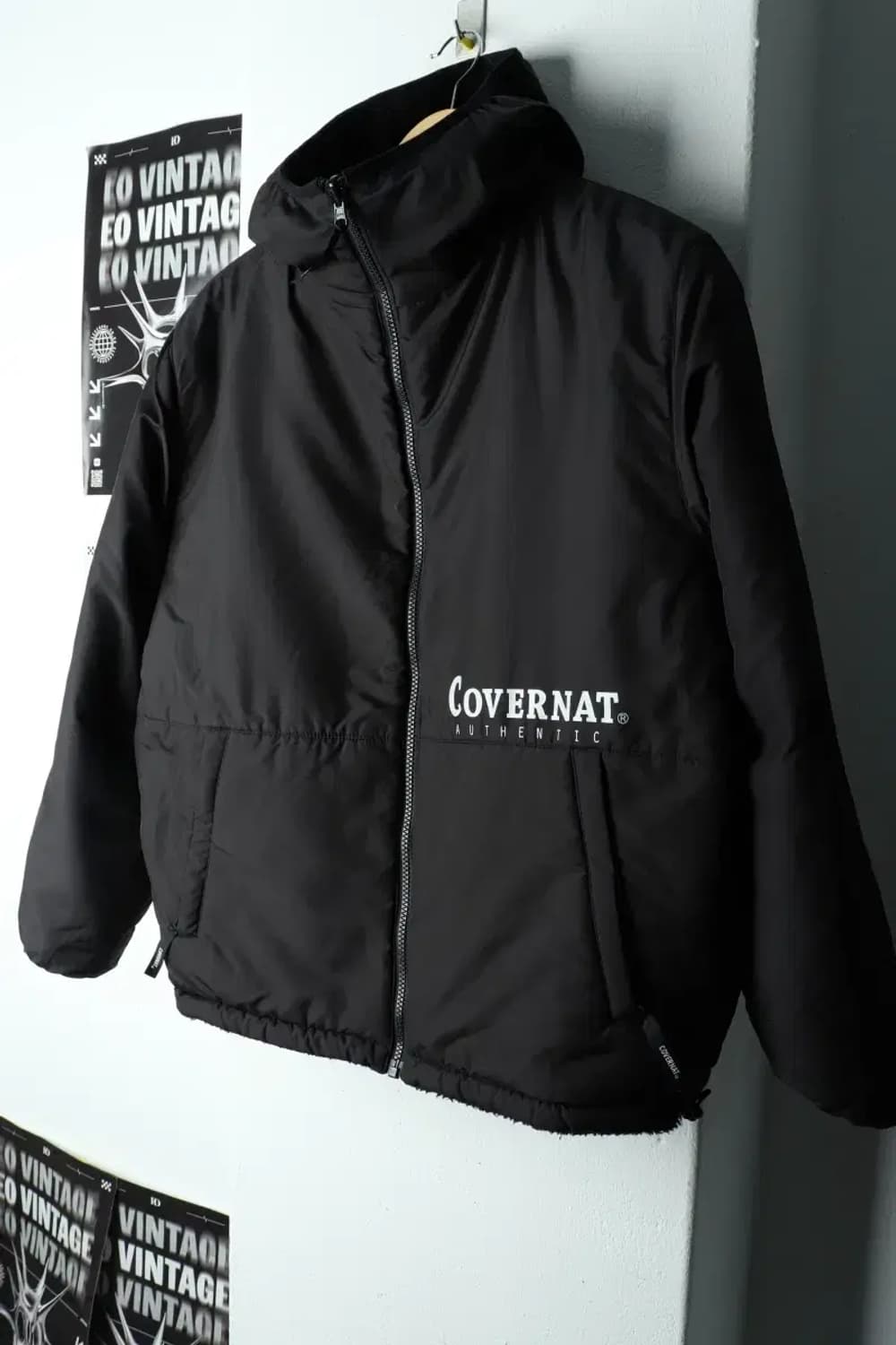 (S-M) 커버낫 패딩 점퍼자켓 리버시블 후리스 블랙-15FC0 상품이미지1