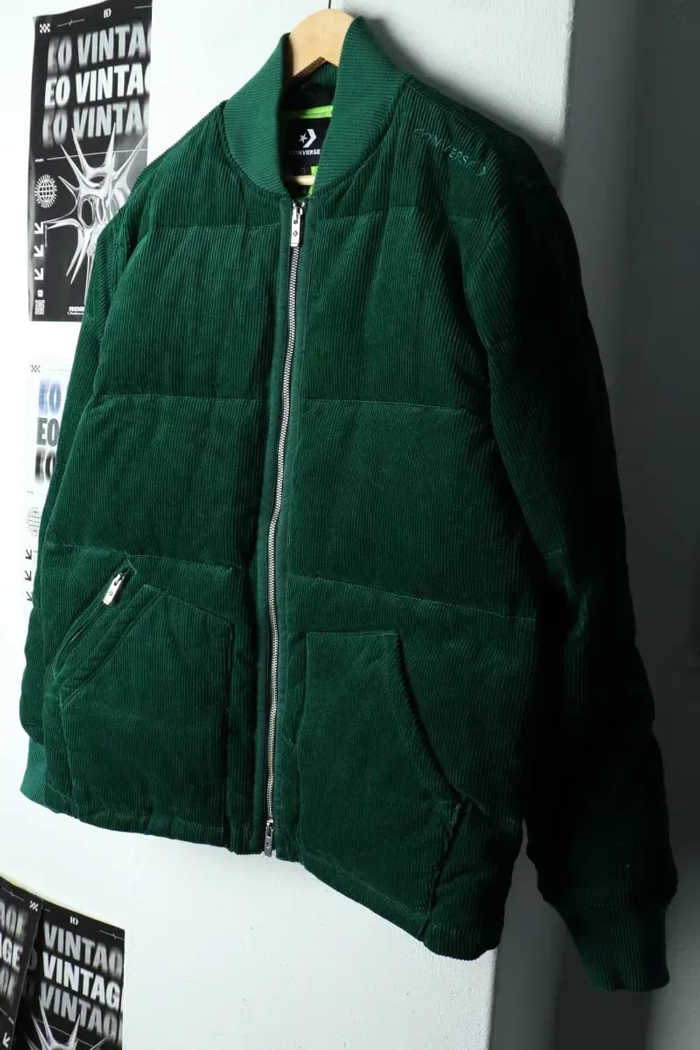 (M-L) 컨버스 패딩 점퍼자켓 코듀로이 그린 올스타-15FC6 상품이미지1