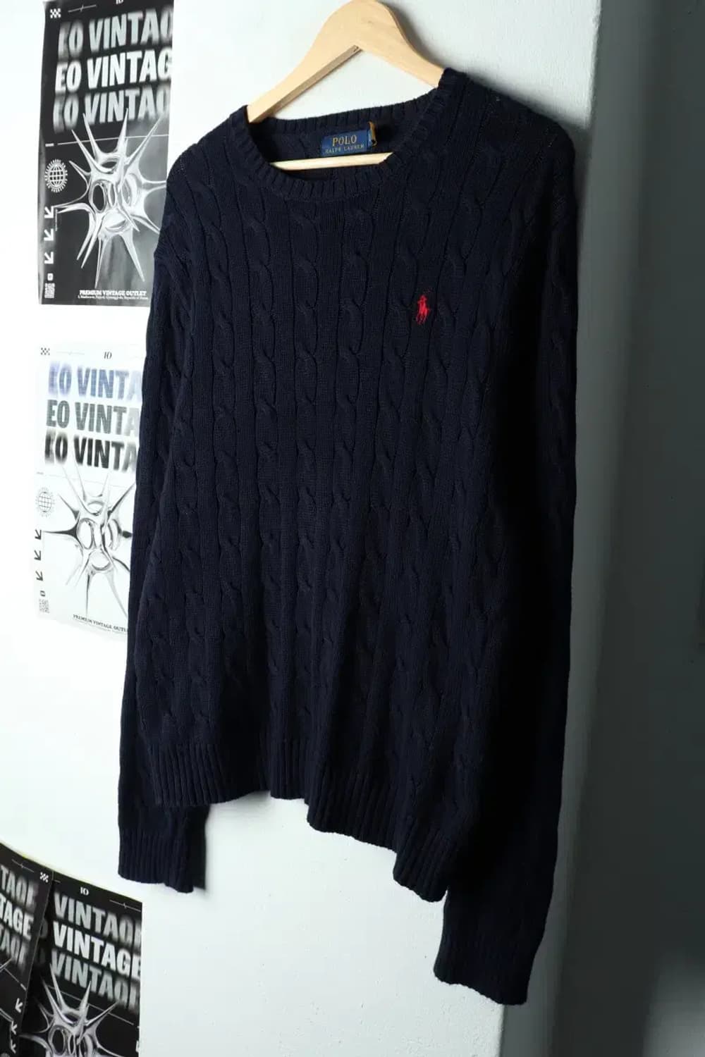 (L-XL) 폴로 랄프로렌 니트 케이블 꽈배기 네이비 레드포니-15FD3 상품이미지1