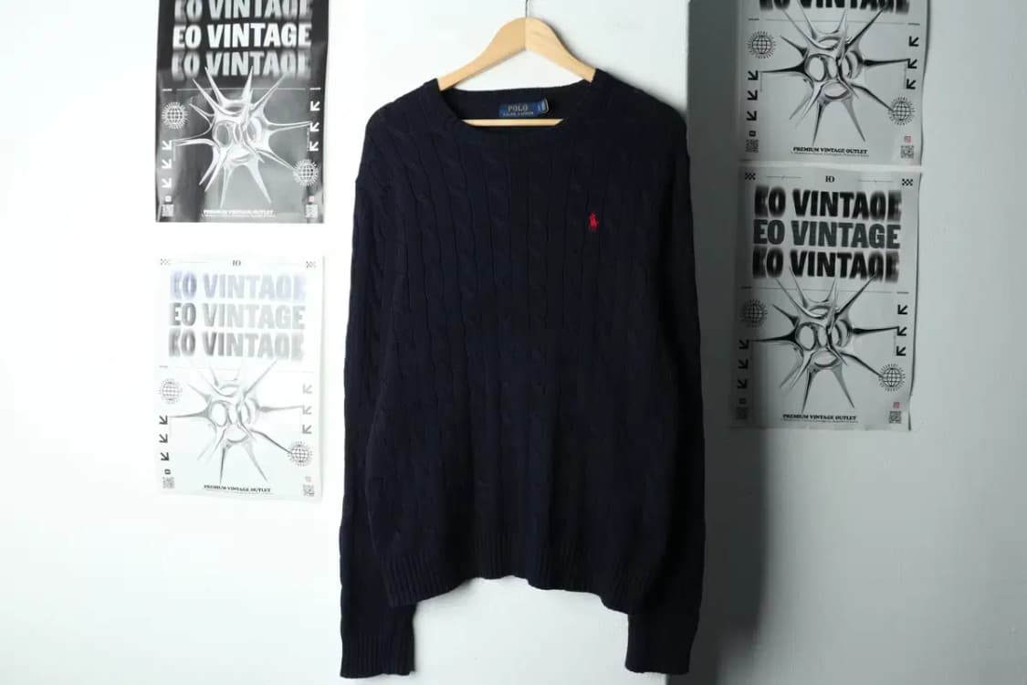 (L-XL) 폴로 랄프로렌 니트 케이블 꽈배기 네이비 레드포니-15FD3 상품이미지2