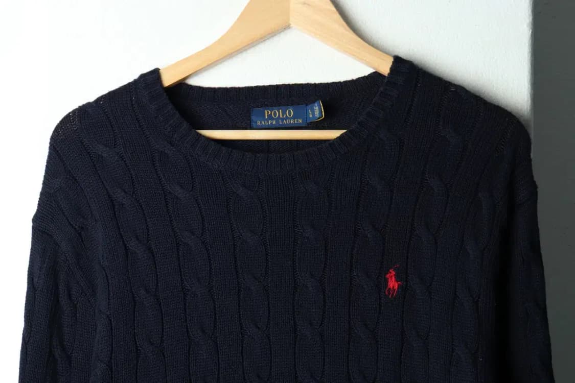 (L-XL) 폴로 랄프로렌 니트 케이블 꽈배기 네이비 레드포니-15FD3 상품이미지3