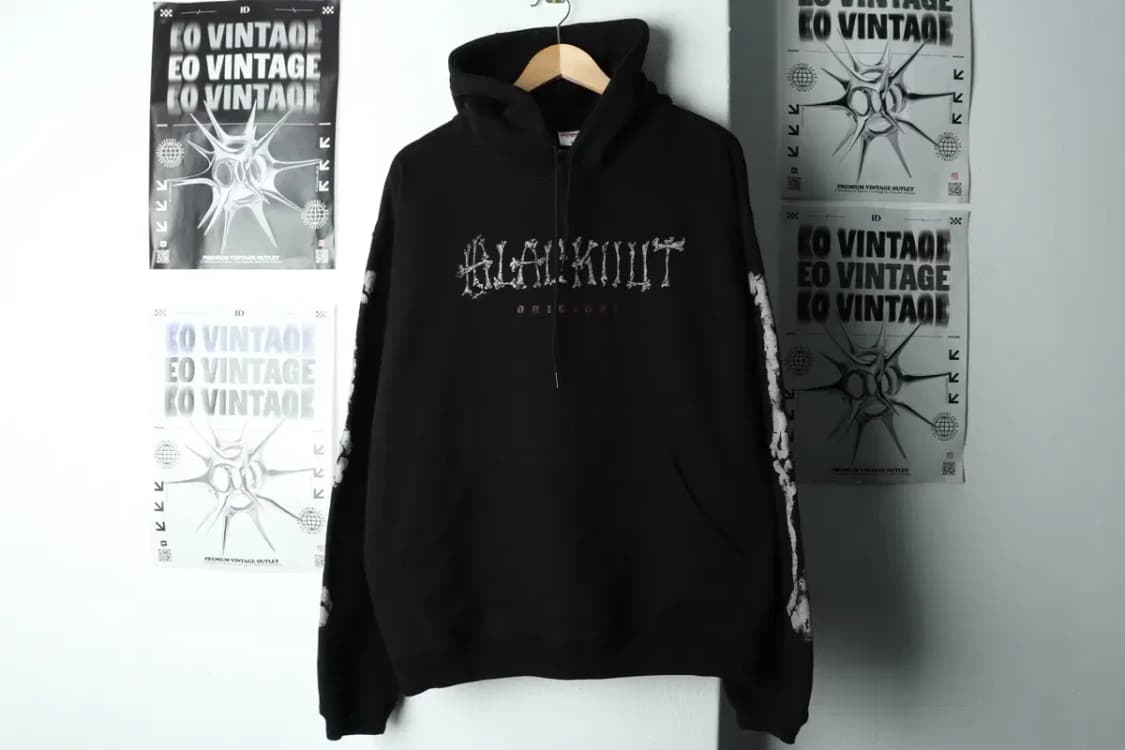 (M-XL) 블랙아웃 후드티셔츠 본 스컬 올드스쿨 매물 희귀-15FD5 상품이미지2
