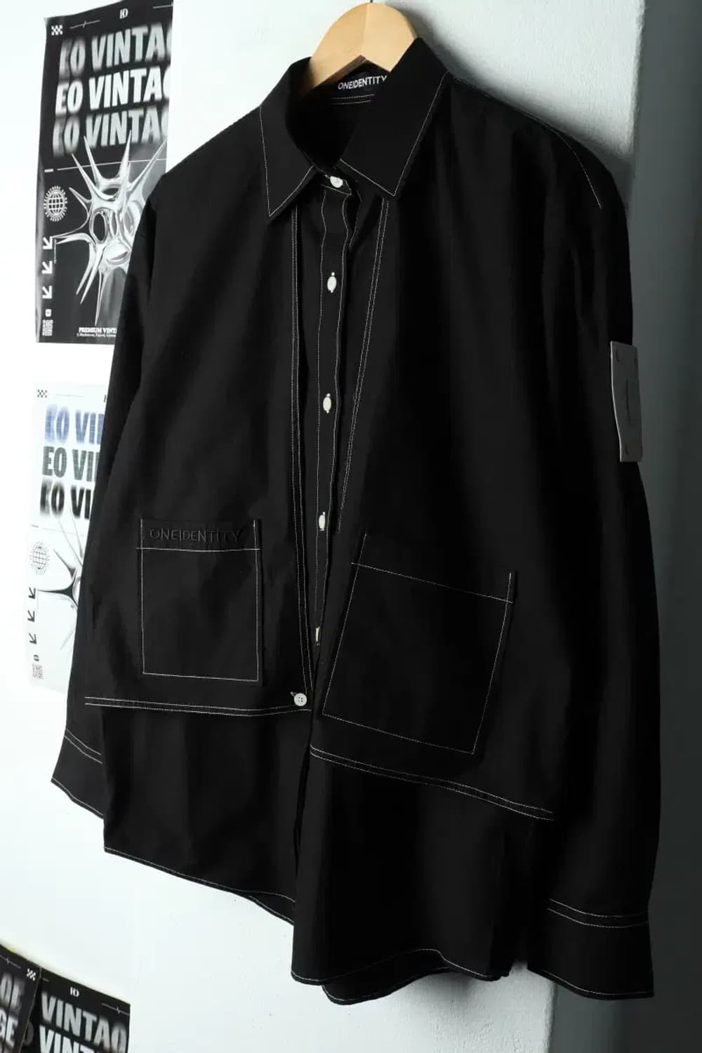 W(F) 브랜드빈티지 셔츠 남방 원아이덴티티 스티치 블랙-15FD8 상품이미지1