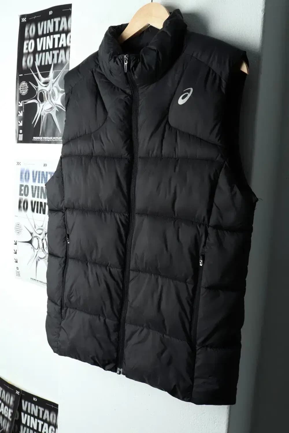 (L-XL) 아식스 패딩 점퍼자켓 조끼 블랙 테크웨어-15FDB 상품이미지1