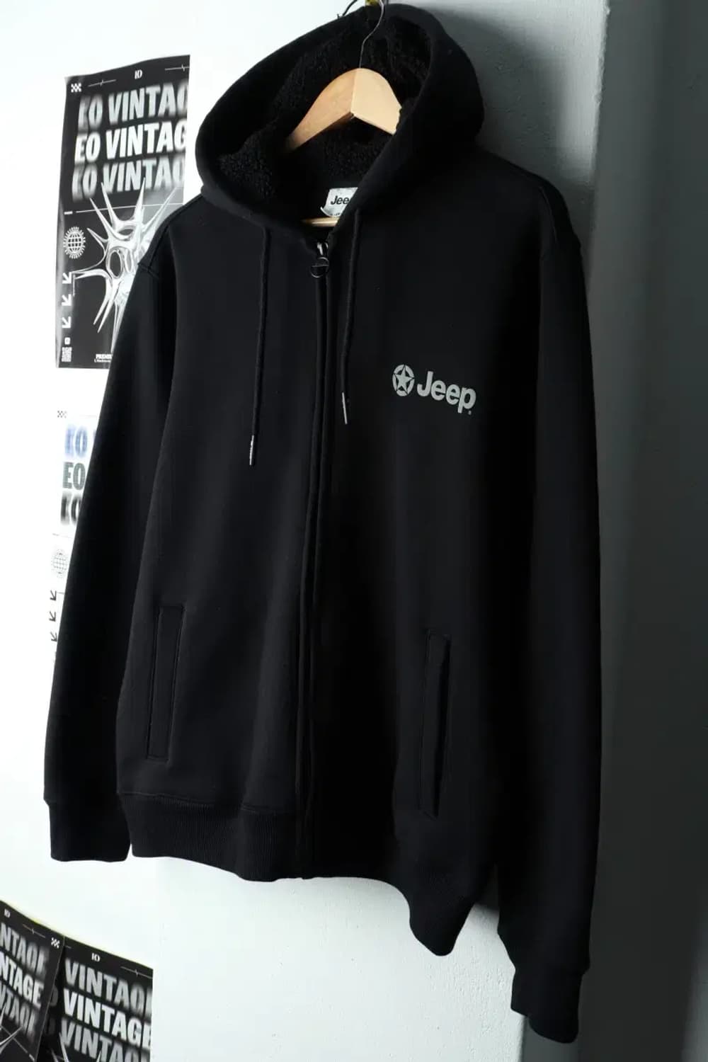 (XL) 지프 후드집업 블랙 기모 올드스쿨 뽀글이-15FE6 상품이미지1