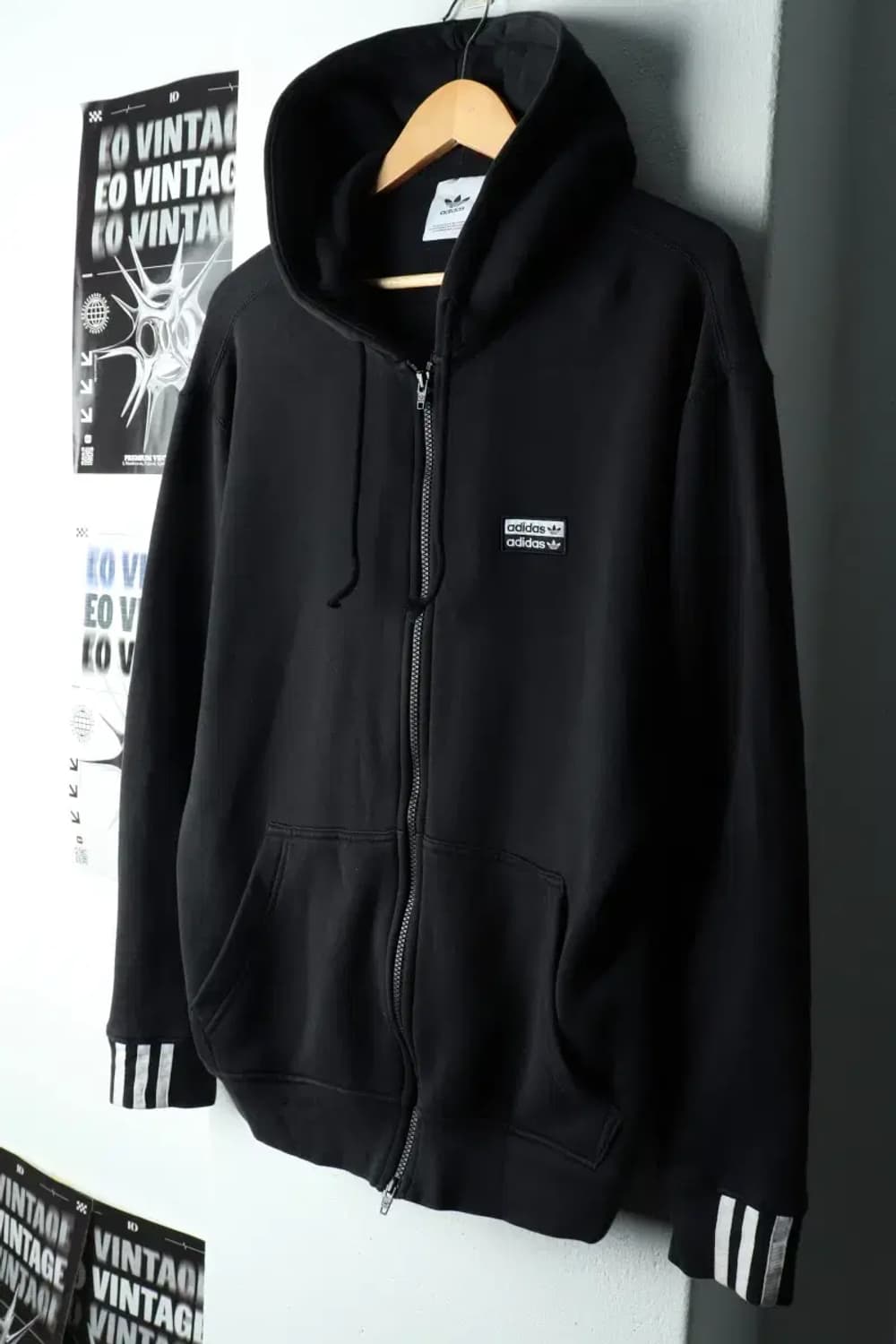 (XL-2XL) 아디다스 후드집업 불꽃 삼선 블랙-15FF2 상품이미지1