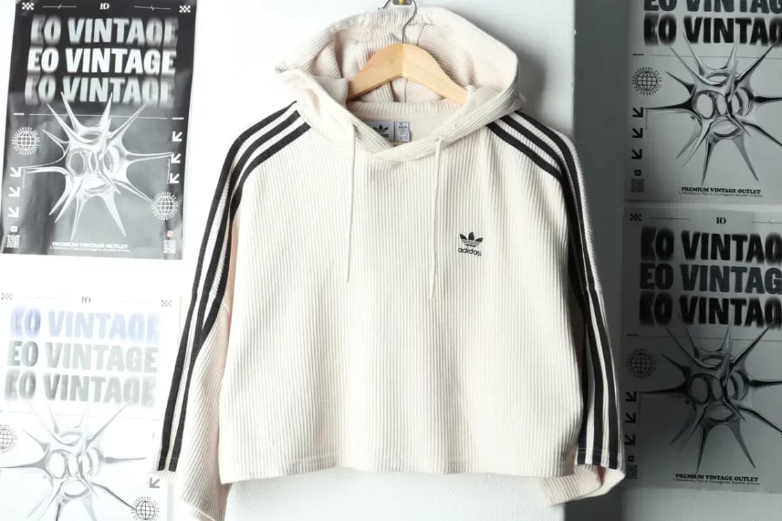 W(S) 아디다스 후드티셔츠 희귀 매물 와플 크롭 크림 한정판-16002 상품이미지2