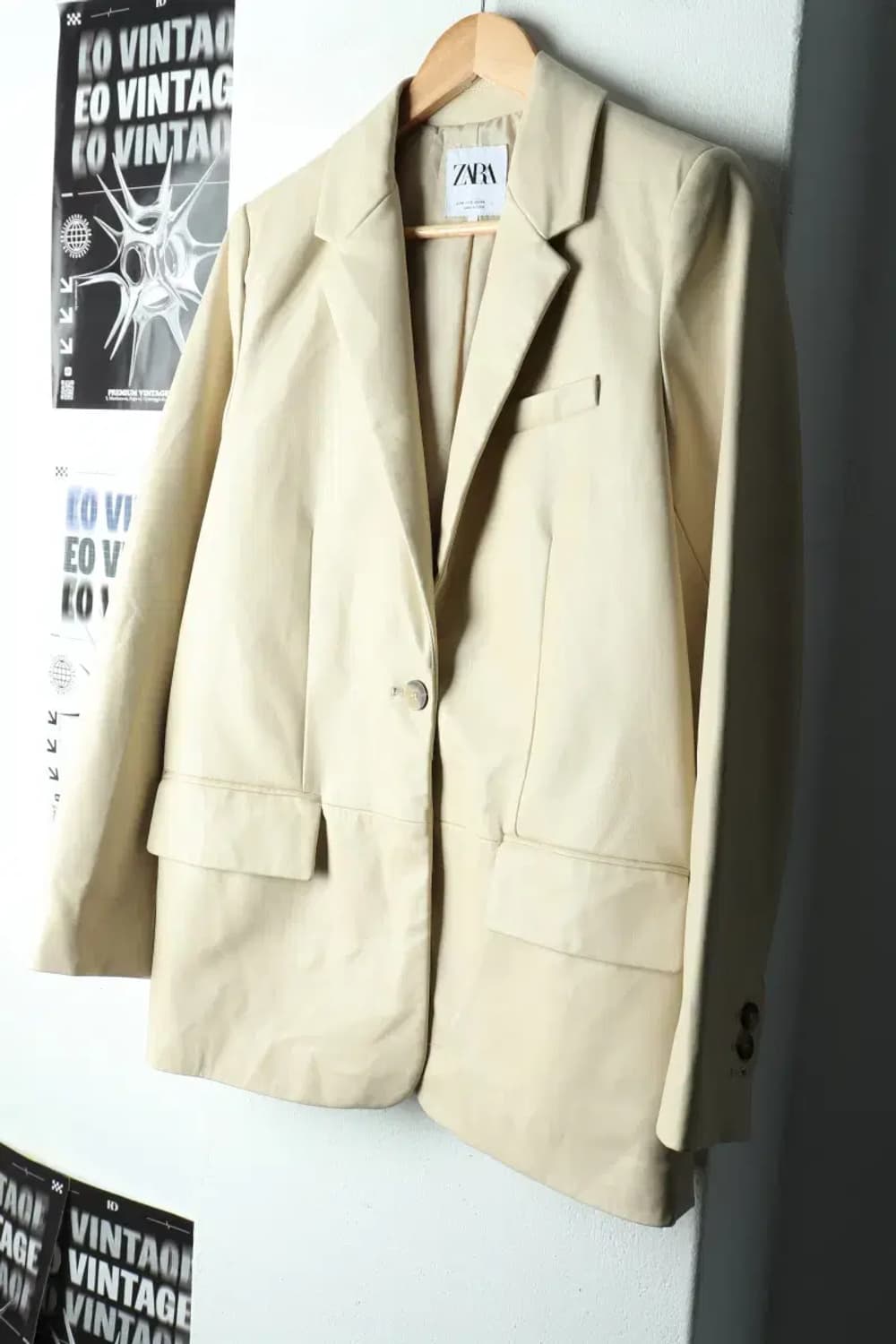 W(S-M) 자라 집업 바람막이 점퍼자켓 레더 아이보리-16007 상품이미지1