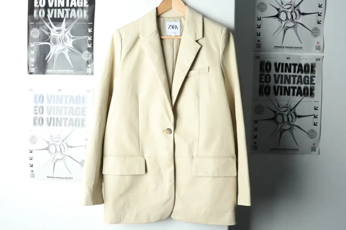 W(S-M) 자라 집업 바람막이 점퍼자켓 레더 아이보리-16007 상품이미지2