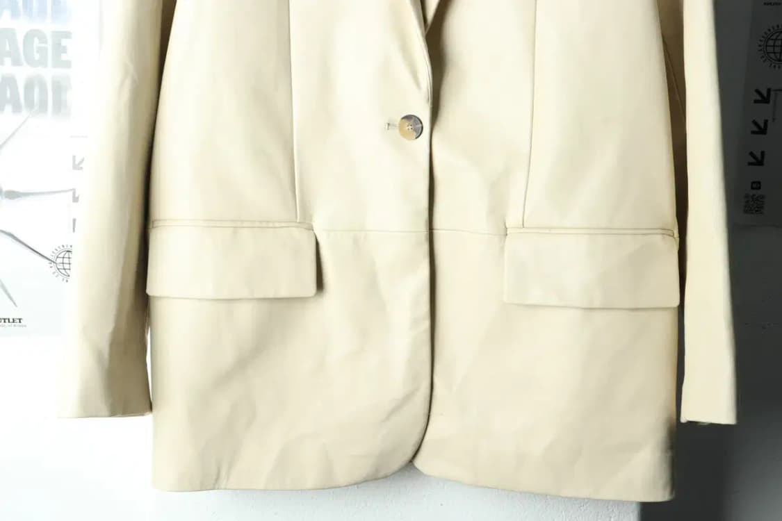 W(S-M) 자라 집업 바람막이 점퍼자켓 레더 아이보리-16007 상품이미지4