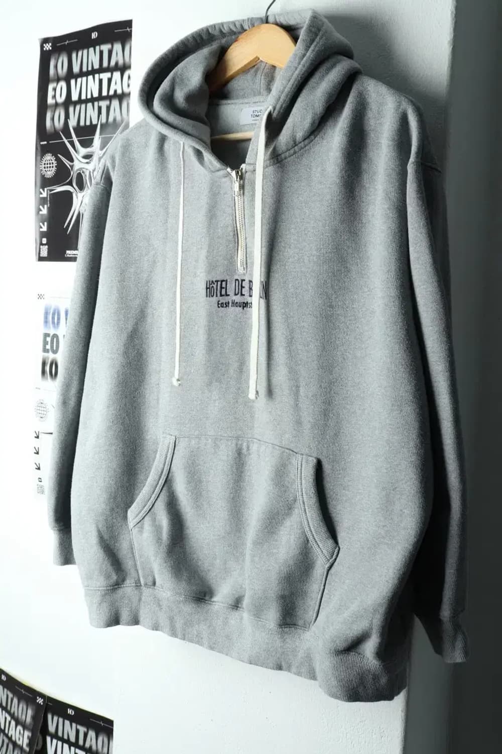 W(F) 스튜디오 톰보이 후드티셔츠 반집업 그레이 기모-15F55 상품이미지1