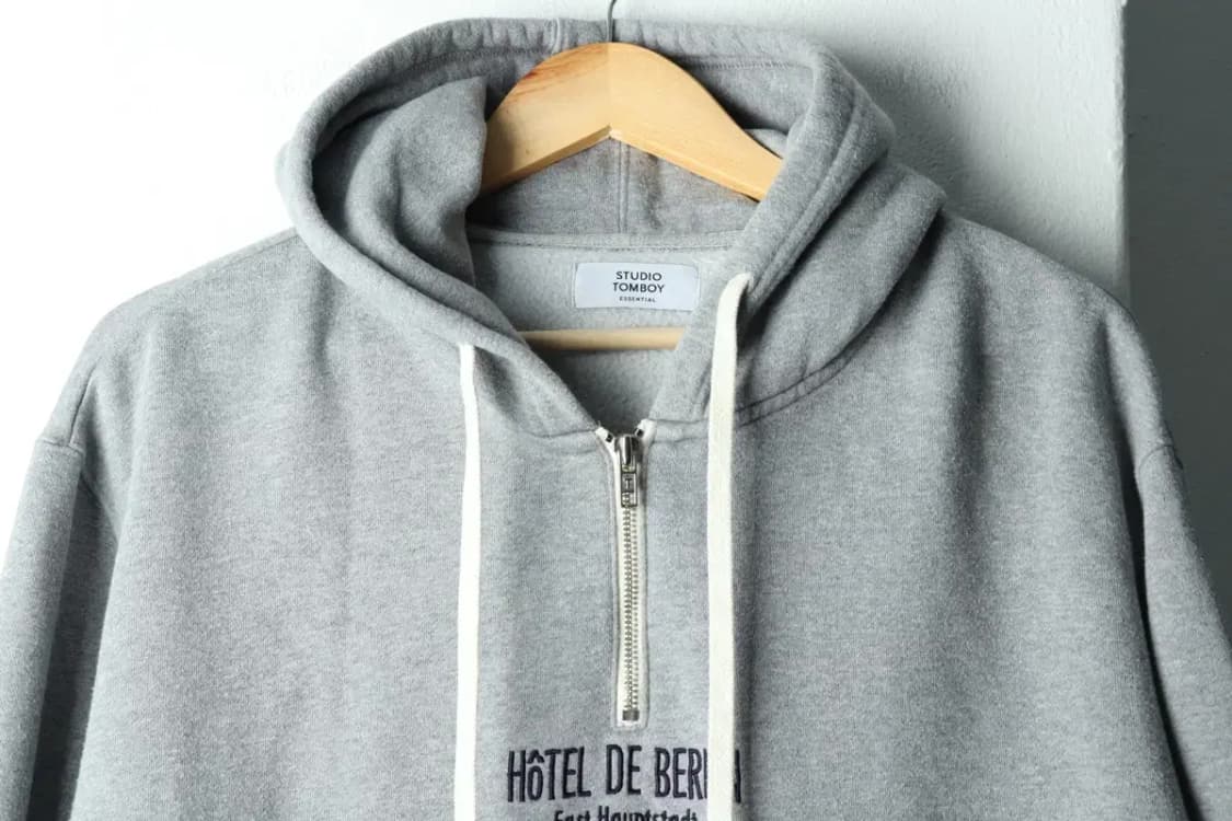 W(F) 스튜디오 톰보이 후드티셔츠 반집업 그레이 기모-15F55 상품이미지3