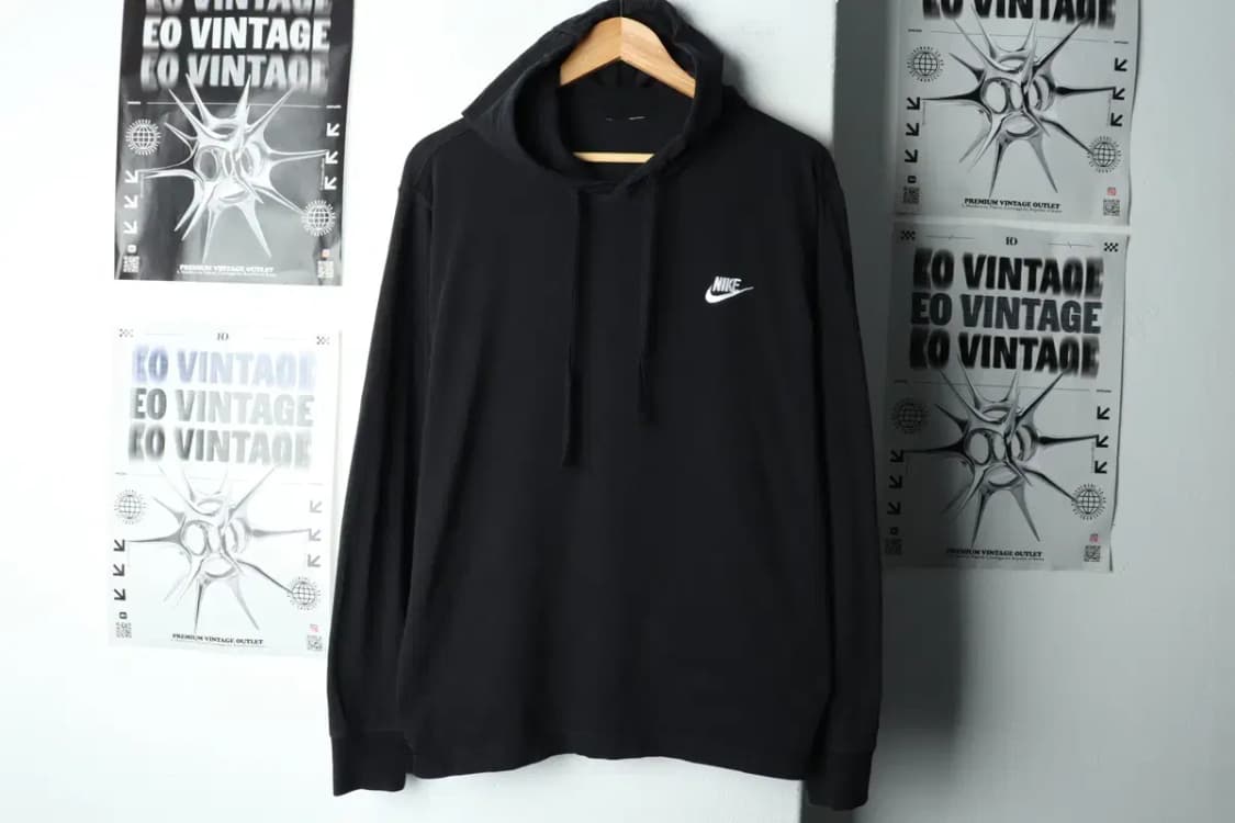 (M) 나이키 후드티셔츠 라벨데미지 블랙 올드스쿨-15F66 상품이미지2