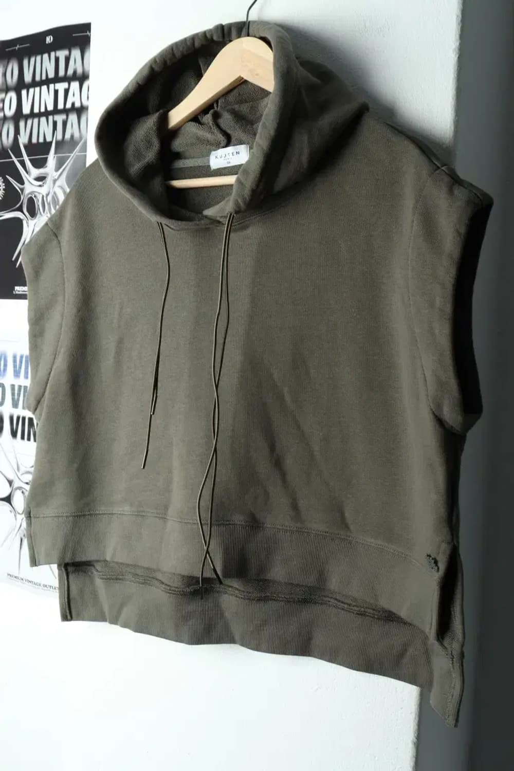 W(L) 브랜드빈티지 후드티셔츠 쿠즈텡 민소매 카키-15F68 상품이미지1