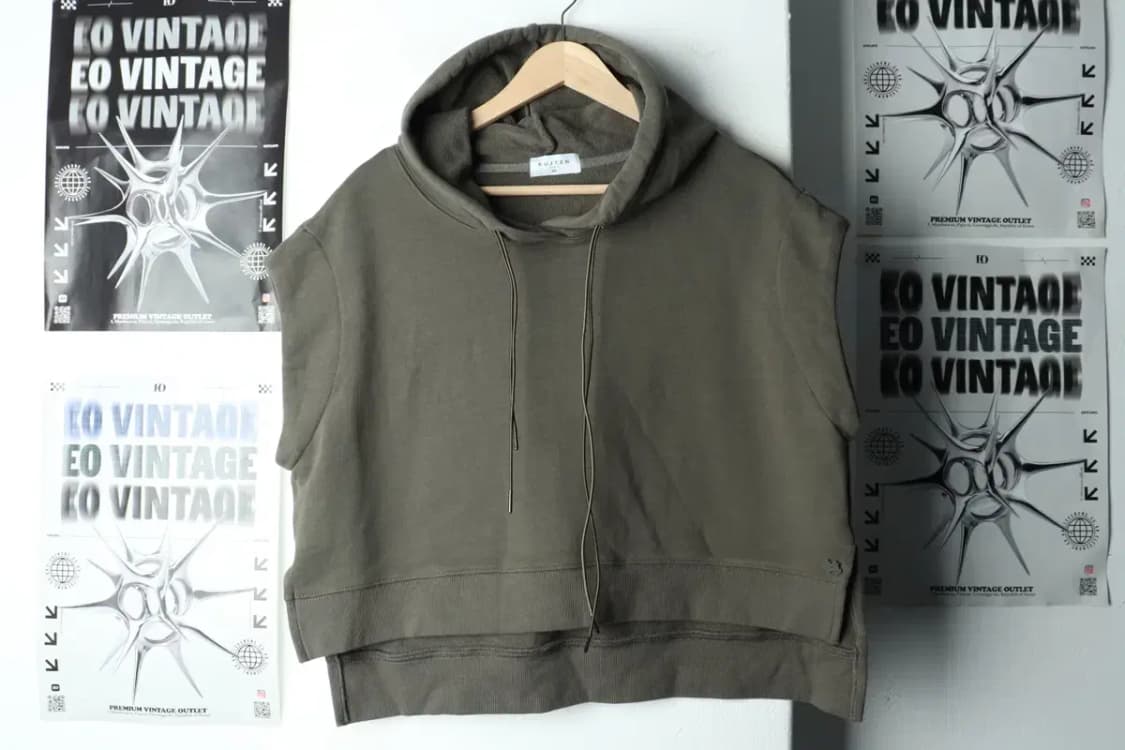 W(L) 브랜드빈티지 후드티셔츠 쿠즈텡 민소매 카키-15F68 상품이미지2