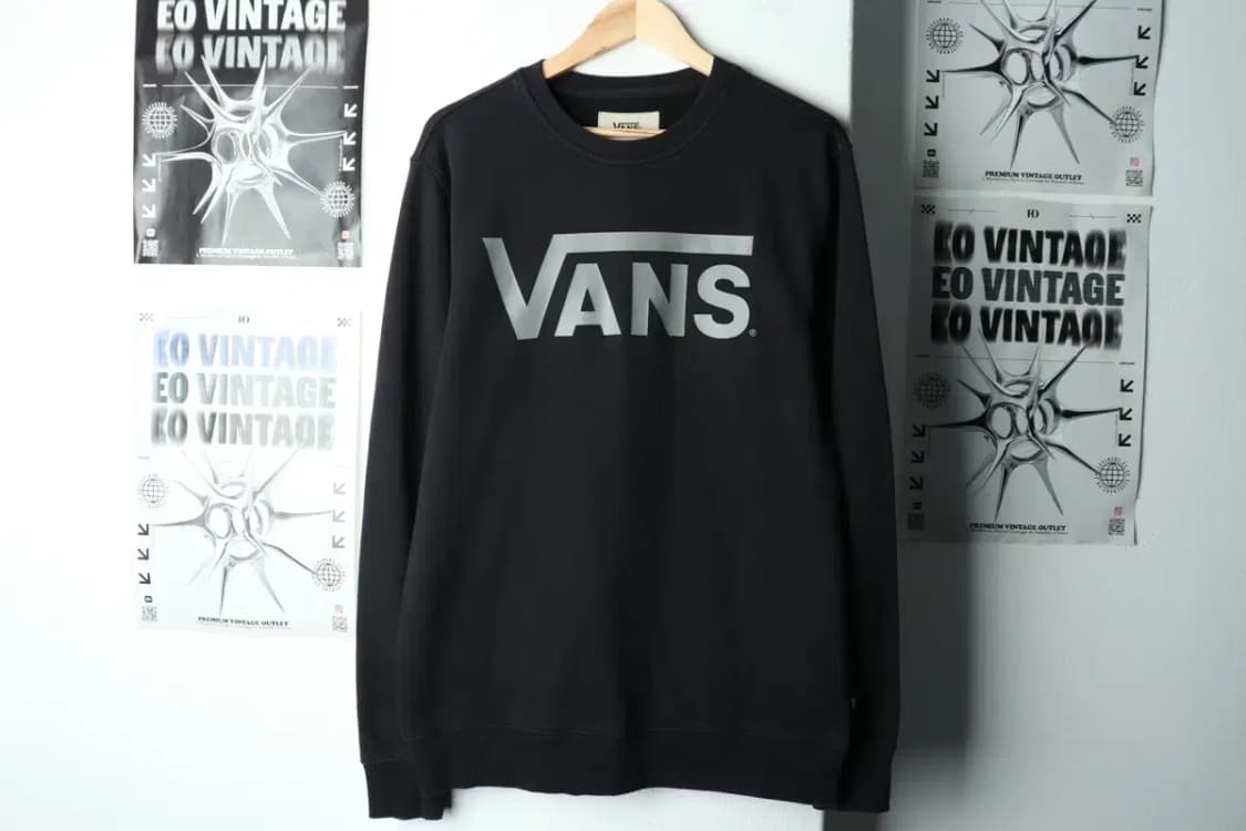 (M-L) 반스 맨투맨 티셔츠 빅로고 기모 블랙-15F77 상품이미지2