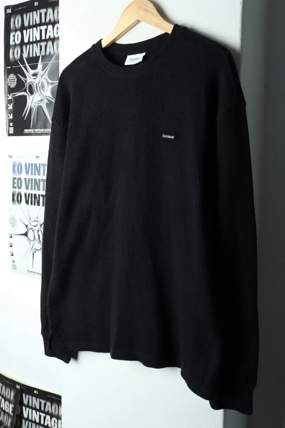 (L) 커버낫 맨투맨 티셔츠 니트 블랙 유니크-15F79 상품이미지1