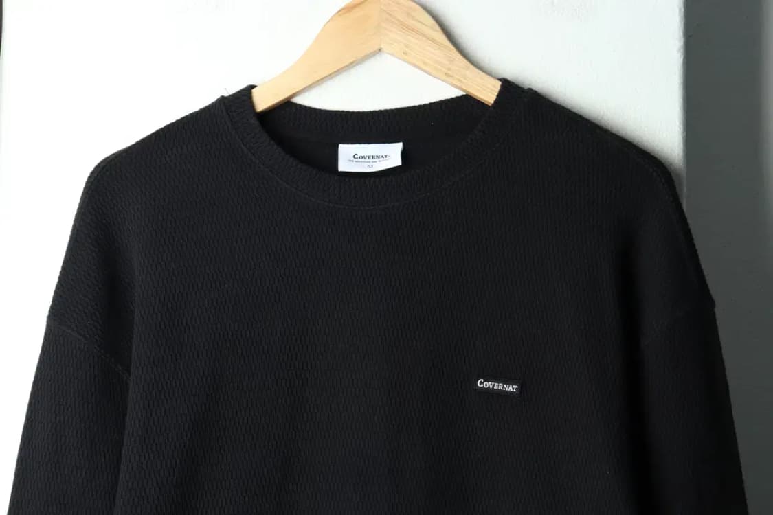 (L) 커버낫 맨투맨 티셔츠 니트 블랙 유니크-15F79 상품이미지3