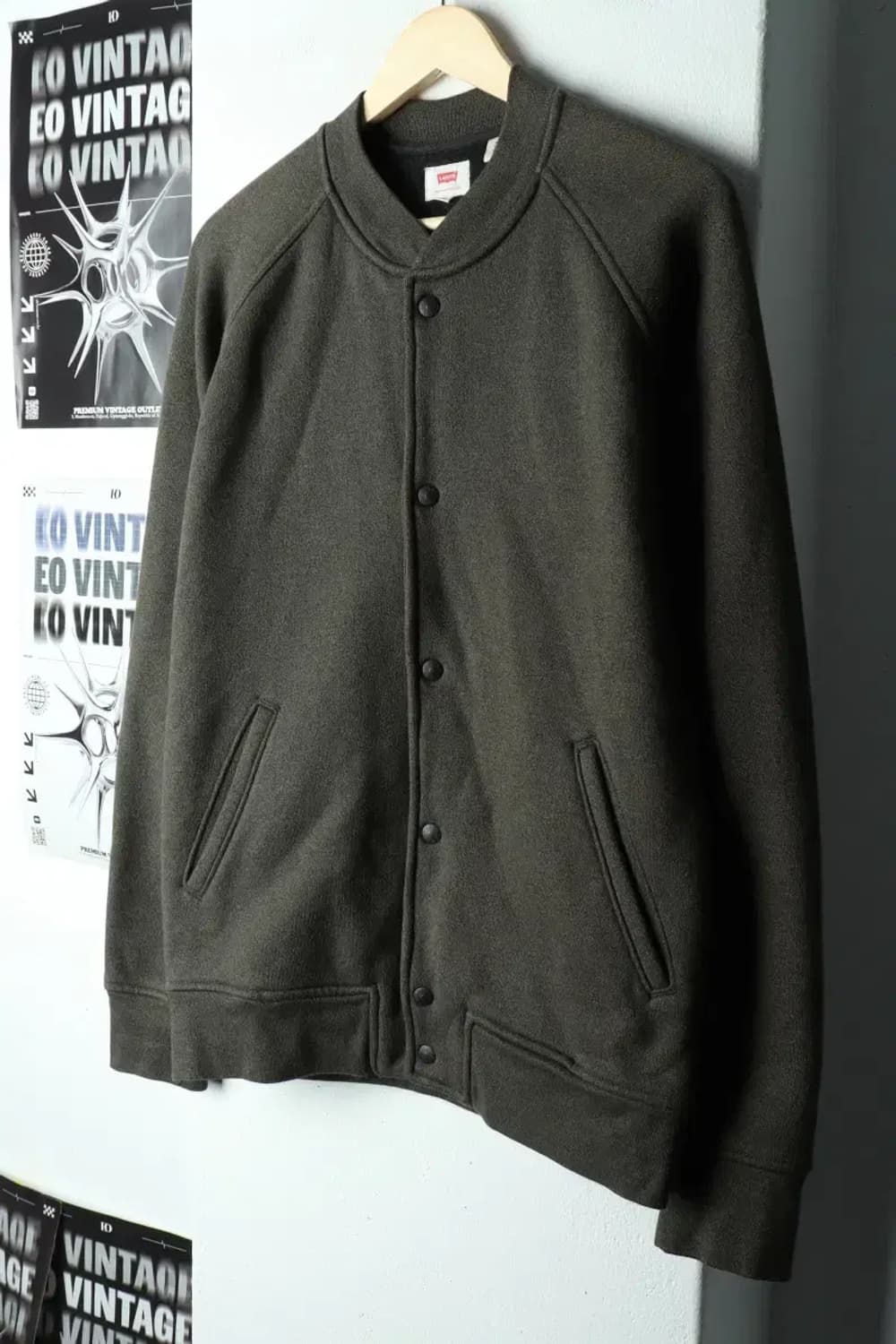 (M-L) 리바이스 집업 바람막이 점퍼자켓 그린 봄버 빅자수-15F7A 상품이미지1