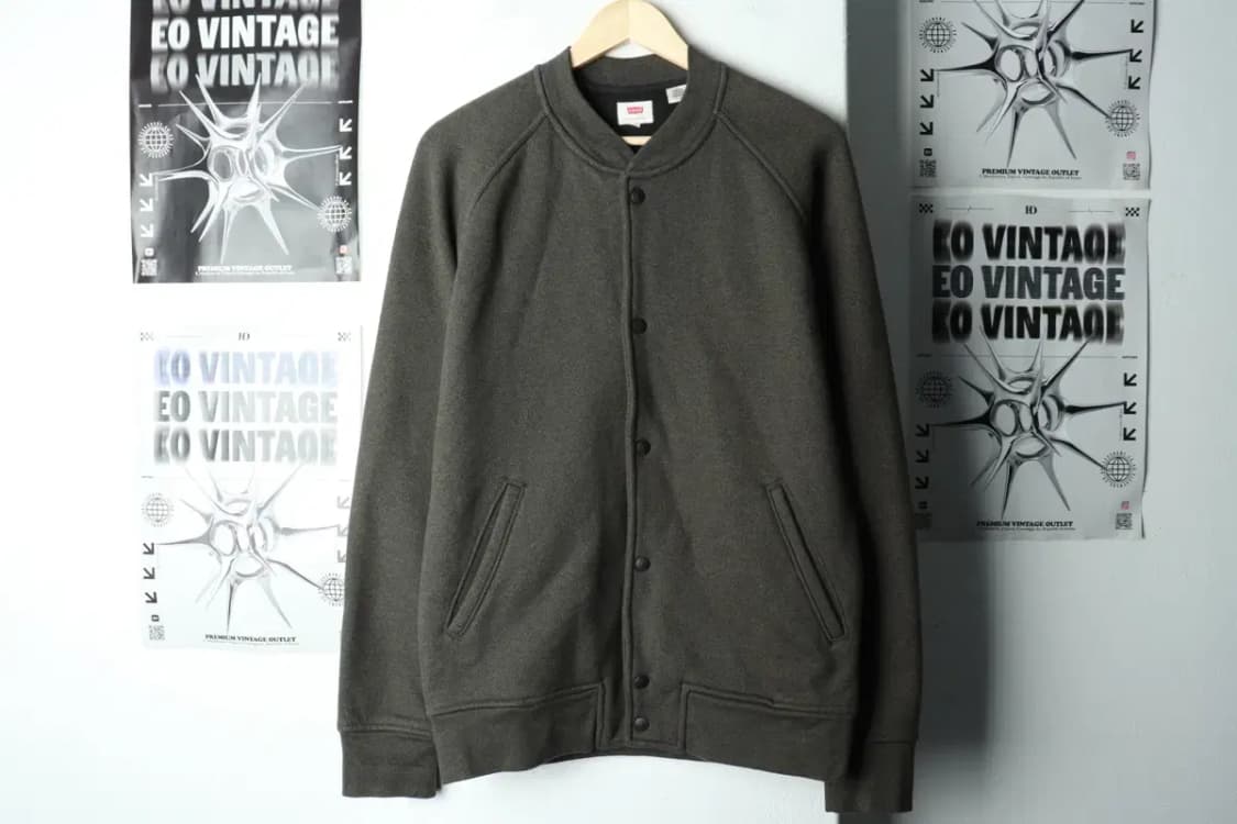 (M-L) 리바이스 집업 바람막이 점퍼자켓 그린 봄버 빅자수-15F7A 상품이미지2