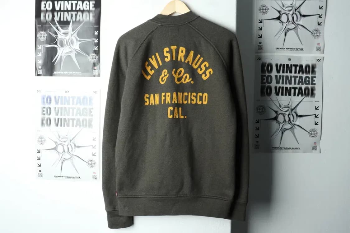 (M-L) 리바이스 집업 바람막이 점퍼자켓 그린 봄버 빅자수-15F7A 상품이미지5