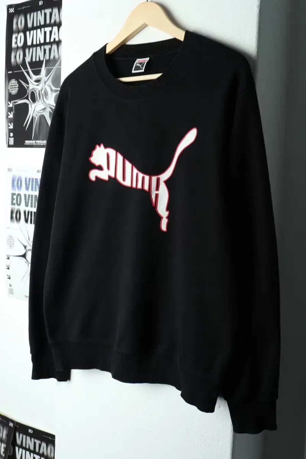 (S-M) 퓨마 맨투맨 티셔츠 시즌 빅로고 블랙 한정판 희귀-15F7D 상품이미지1