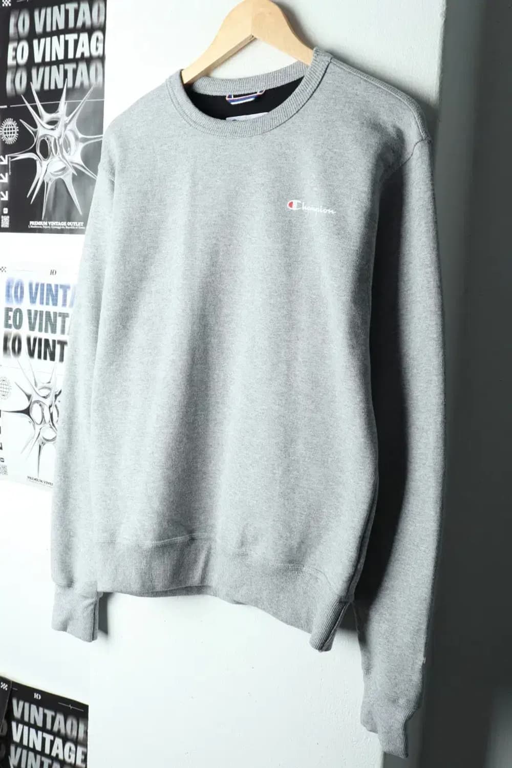 (S-M) 챔피온 맨투맨 티셔츠 그레이 기모 기본-15F7F 상품이미지1