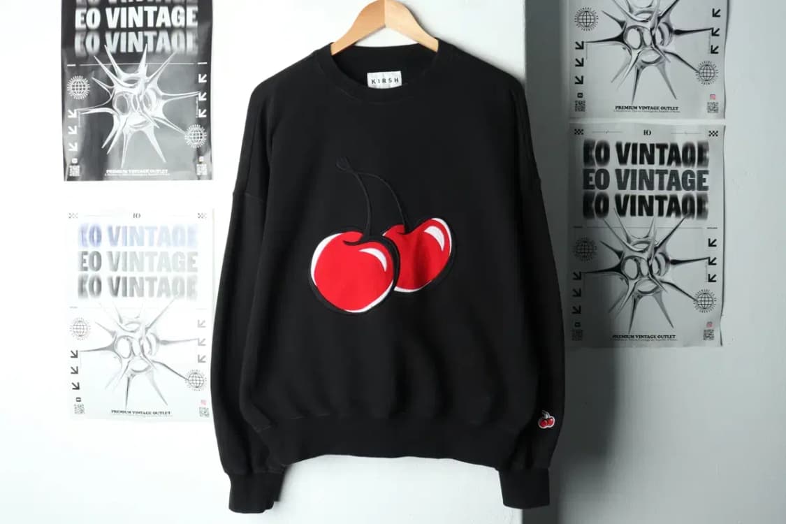 W(S-M) 키르시 맨투맨 티셔츠 빅로고 블랙 키치 기모-15F84 상품이미지2