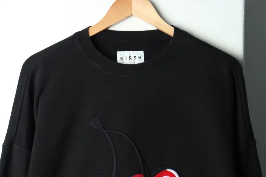 W(S-M) 키르시 맨투맨 티셔츠 빅로고 블랙 키치 기모-15F84 상품이미지3