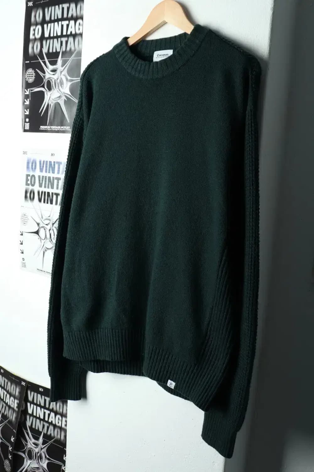 (L-2XL) 커버낫 니트 오버핏 그린 울-15F88 상품이미지1