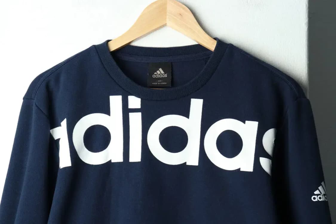 W(L) 아디다스 맨투맨 티셔츠 빅로고 네이비 기모-15F8D 상품이미지3