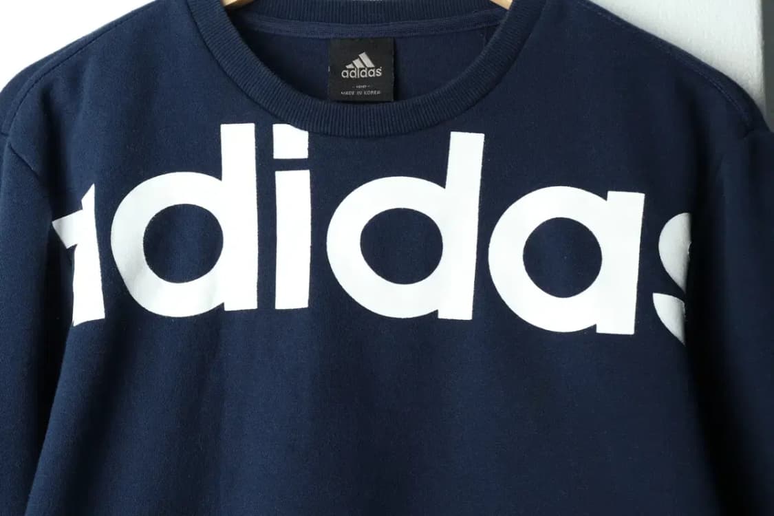 W(L) 아디다스 맨투맨 티셔츠 빅로고 네이비 기모-15F8D 상품이미지5