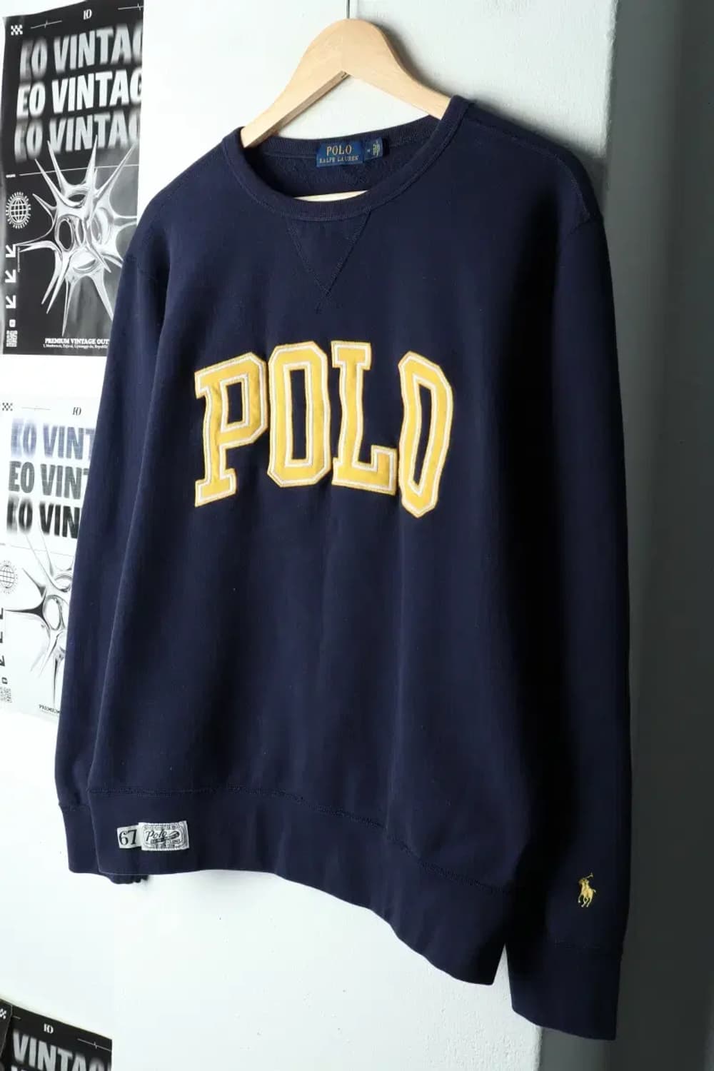 (M-L) 폴로 랄프로렌 맨투맨 티셔츠 엠보 빅로고 네이비-15F90 상품이미지1