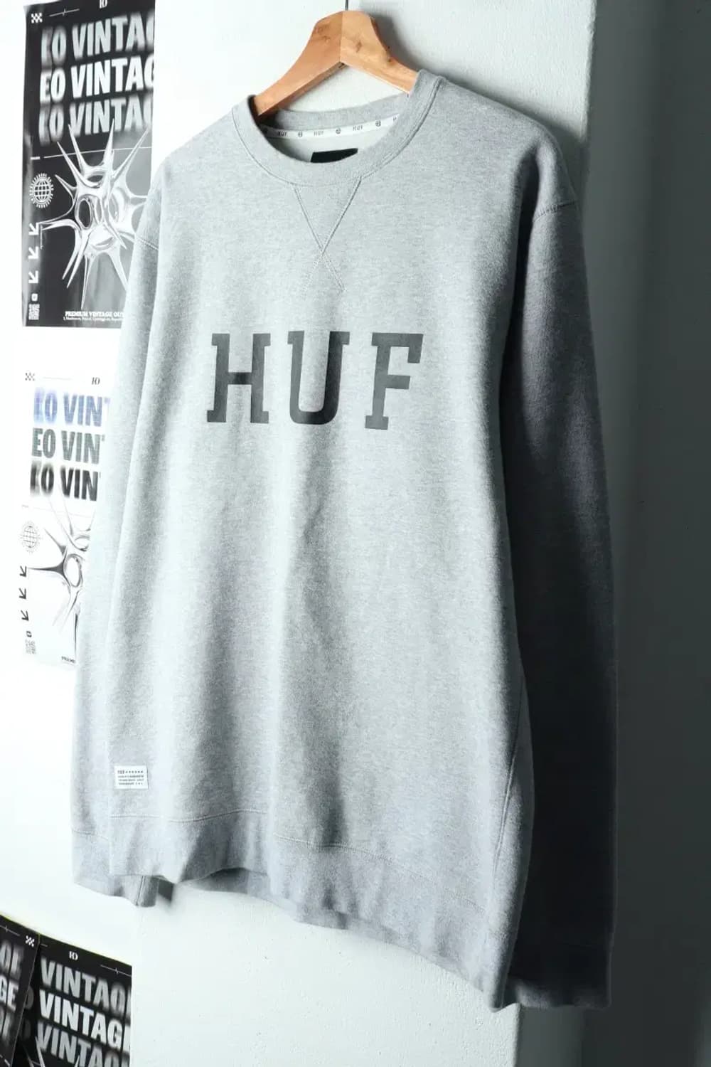 (L-XL) 허프 맨투맨 티셔츠 빅로고 그레이 기모 레디-16041 상품이미지1