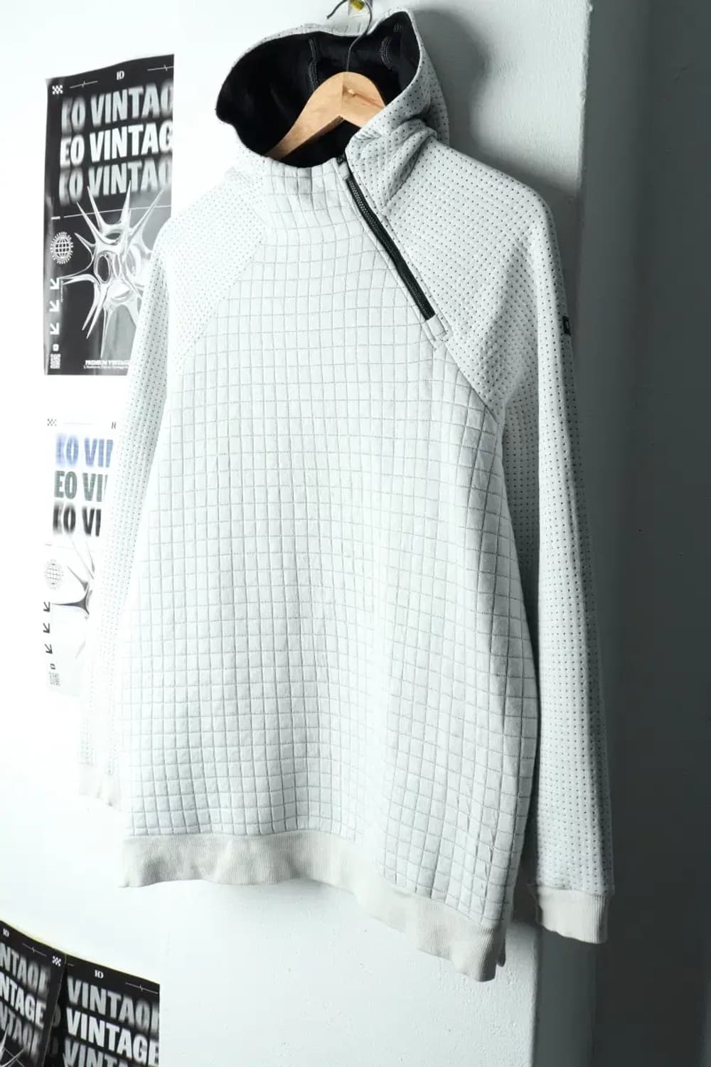 (M) 코오롱스포츠 후드티셔츠 반집업 화이트 누빔-1604A 상품이미지1