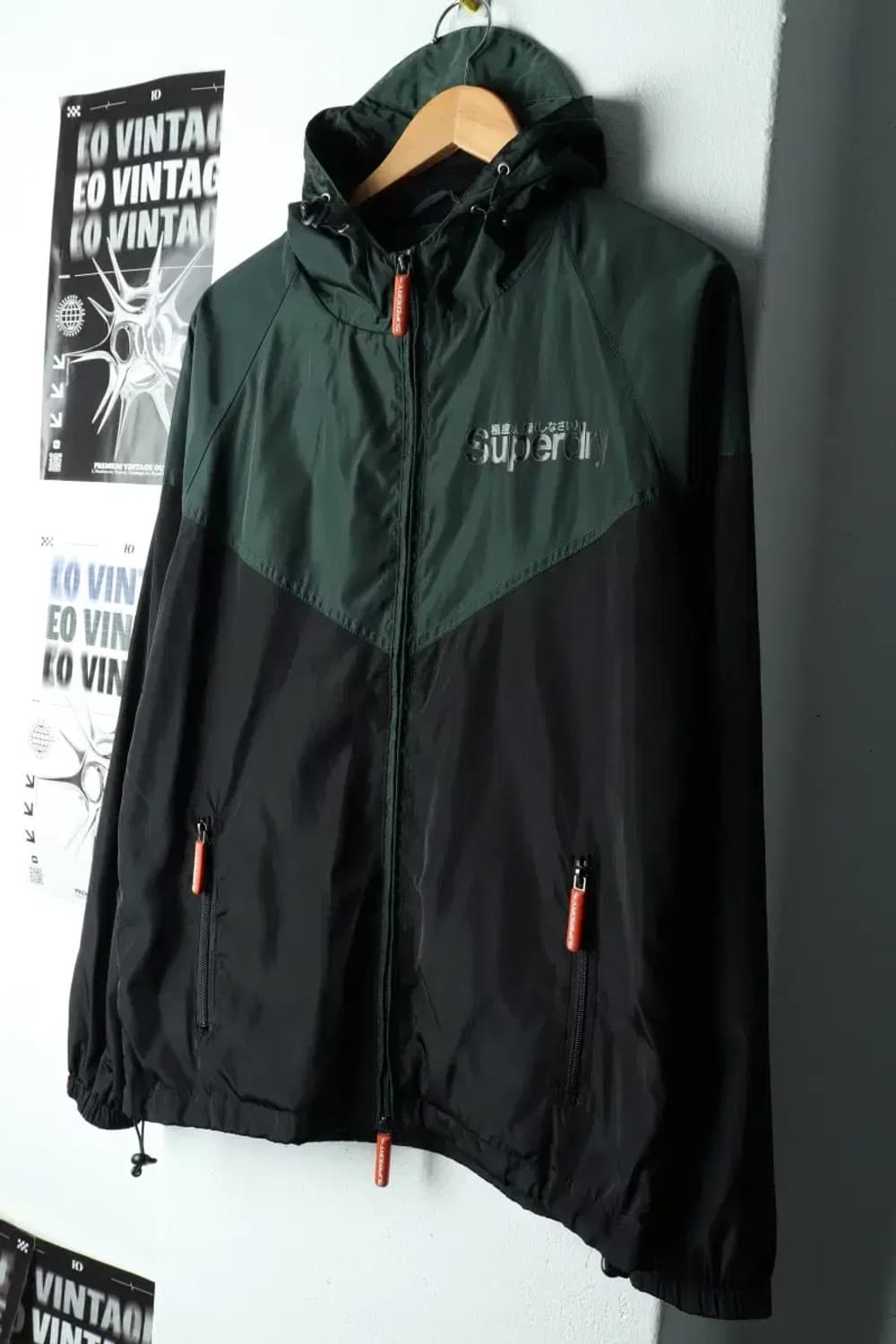 (L-XL) 슈퍼드라이 집업 바람막이 점퍼자켓 그린 올드스쿨-16052 상품이미지1