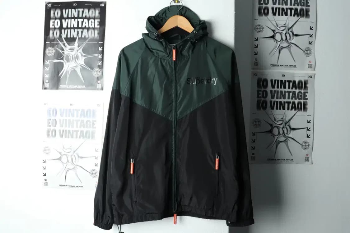 (L-XL) 슈퍼드라이 집업 바람막이 점퍼자켓 그린 올드스쿨-16052 상품이미지2