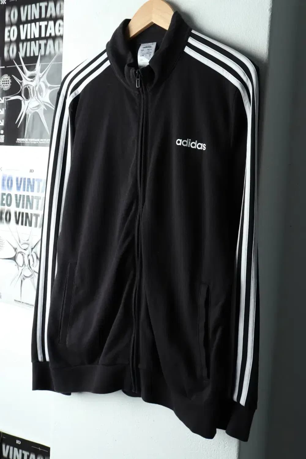 (XL) 아디다스 집업져지 트랙탑 블랙 삼선 면-16057 상품이미지1