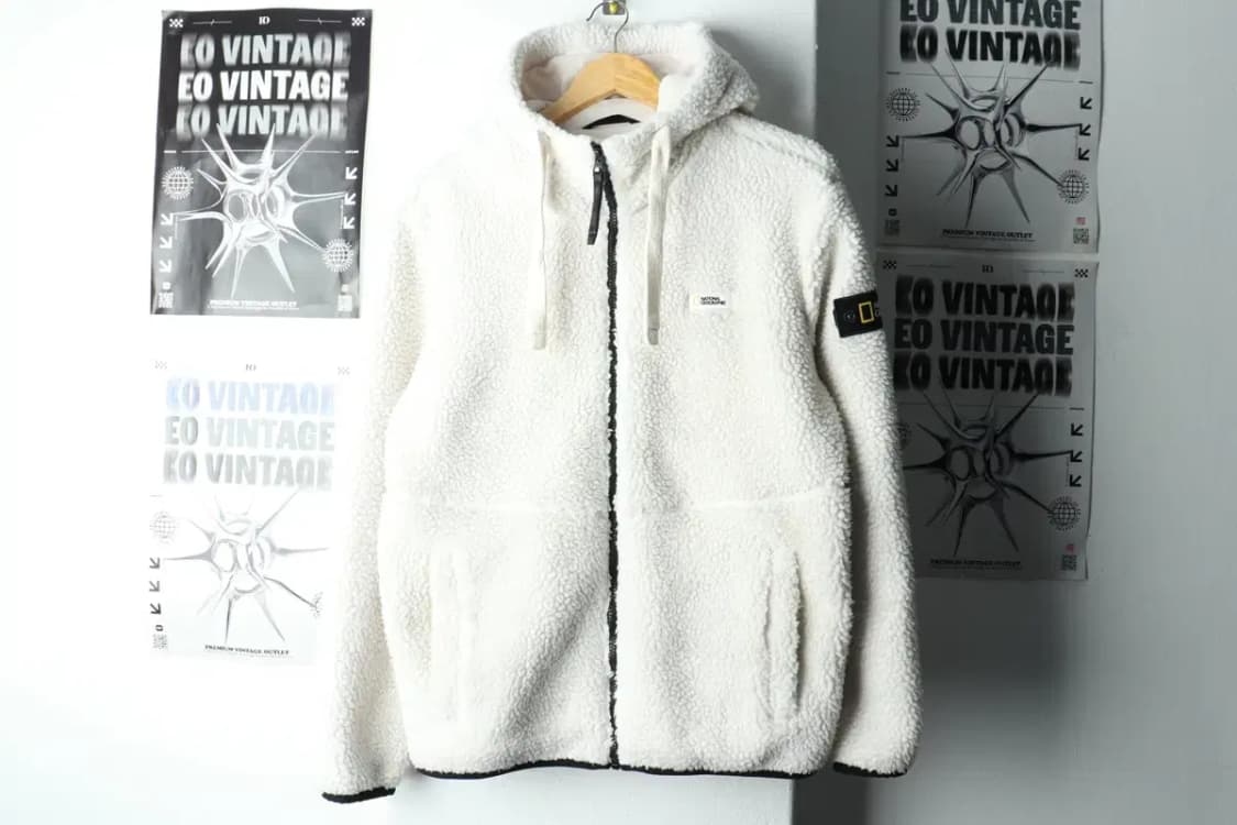 (M-L) 내셔널지오그래픽 후드집업 후리스 뽀글이 양털 화이트-16068 상품이미지2